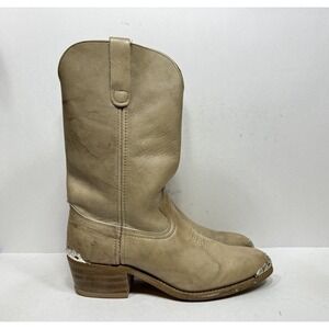 Vintage Sears Tan Western Cowboy Boots Mens Size 10 D Made In USA 87409